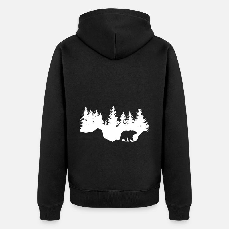 Trees - Bear - - Unisex Premium Organic Zip Hoodie - black