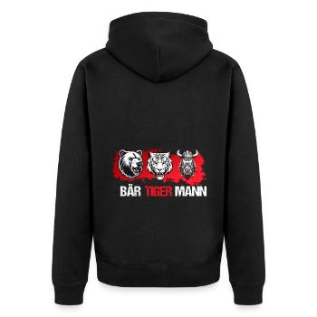 Vater mit Bart Bär Tiger Mann Vatertag Bart Träger - Unisex Premium Bio Zip Hoodie - Schwarz - Hinten - Nico (187cm)