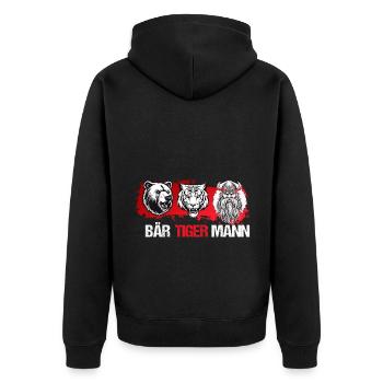 Bartliebhaber Vatertag Vater Bier Bär Tiger Mann - Unisex Premium Bio Zip Hoodie - Schwarz - Hinten - Nico (187cm)