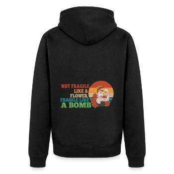Not fragile like a flower, but a - Unisex Premium Organic Zip Hoodie - black - Back - Nico (187cm)