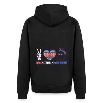 Star stripes and equality - Unisex Premium Organic Zip Hoodie - black - Back - Nico (187cm)