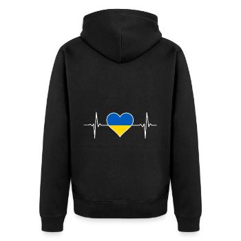 Battement de cœur du drapeau de l’Ukraine - Veste à capuche bio Premium Unisexe - noir - Dos - Nico (187cm)