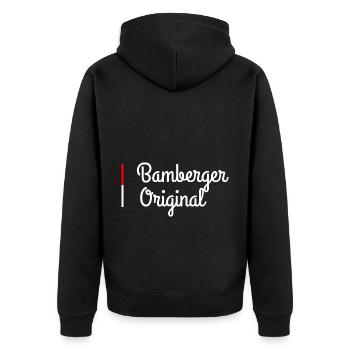 Bamberg - Unisex Premium Bio Zip Hoodie - Schwarz - Hinten - Nico (187cm)