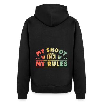 Photography Camera Lens Retro My - Unisex Premium Bio Zip Hoodie - Schwarz - Hinten - Nico (187cm)