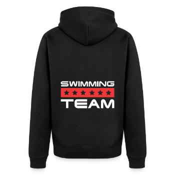 Swimming Crew - Unisex Premium Bio Zip Hoodie - Schwarz - Hinten - Nico (187cm)
