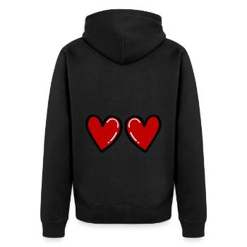 Hearts Love Symbol in Love - Unisex Premium Organic Zip Hoodie - black - Back - Nico (187cm)