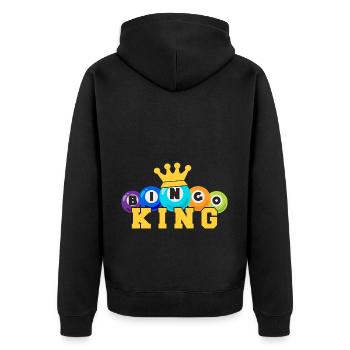 Bingo King Funny Lucky Gambling - Unisex Premium Bio Zip Hoodie - Schwarz - Hinten - Nico (187cm)