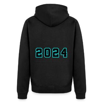 Année 2024 Anniversaire - Veste à capuche bio Premium Unisexe - noir - Dos - Nico (187cm)