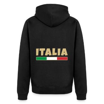 Italien, italienische Flagge - Unisex Premium Bio Zip Hoodie - Schwarz - Hinten - Nico (187cm)