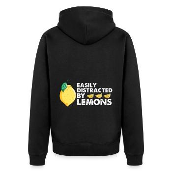 Lemon Design Lemonades Stand Boss Lemon Sale - Unisex Premium Organic Zip Hoodie - black - Back - Nico (187cm)