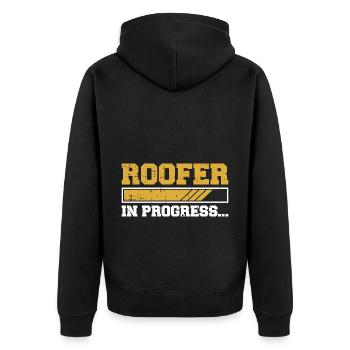 Bauarbeiter Dachdecker Geschenkidee - Unisex Premium Bio Zip Hoodie - Schwarz - Hinten - Nico (187cm)