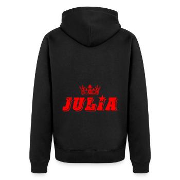 Julia - Unisex Premium Bio Zip Hoodie - Schwarz - Hinten - Nico (187cm)