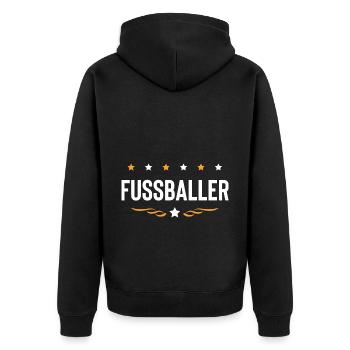 Fussballer Fussball Spieler - Unisex Premium Bio Zip Hoodie - Schwarz - Hinten - Nico (187cm)