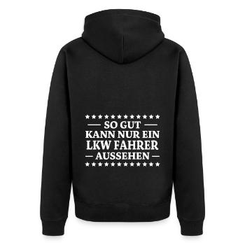 LKW Fahrer Spruch Job Lustiges LKW Fahrer Geschenk - Unisex Premium Bio Zip Hoodie - Schwarz - Hinten - Nico (187cm)