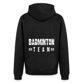 Badminton Team - Unisex Premium Bio Zip Hoodie - Schwarz - Hinten - Nico (187cm)