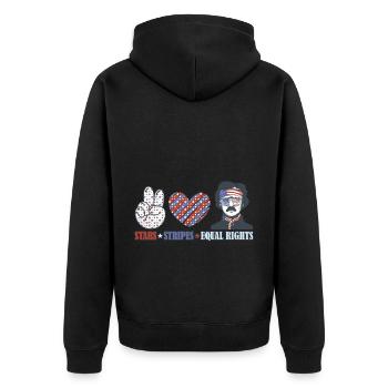 Rayures étoilées et égalité - Veste à capuche bio Premium Unisexe - noir - Dos - Nico (187cm)