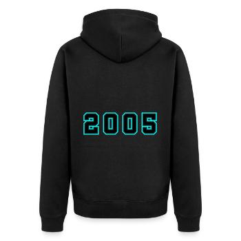 2005 Year Anniversary - Unisex Premium Organic Zip Hoodie - black - Back - Nico (187cm)