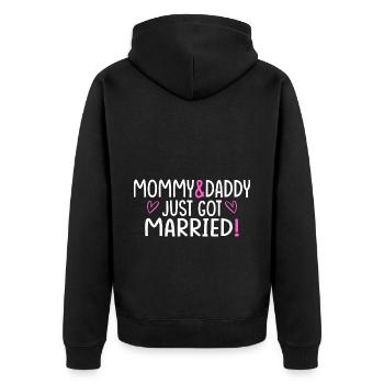 Just Got Married - Unisex Premium Bio Zip Hoodie - Schwarz - Hinten - Nico (187cm)