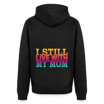 Ich lebe immer noch bei meiner Mama - Unisex Premium Bio Zip Hoodie - Schwarz - Hinten - Nico (187cm)