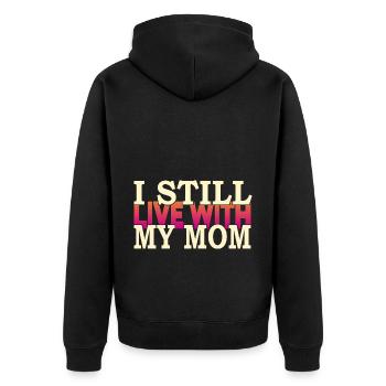Ich lebe immer noch bei meiner Mama - Unisex Premium Bio Zip Hoodie - Schwarz - Hinten - Nico (187cm)