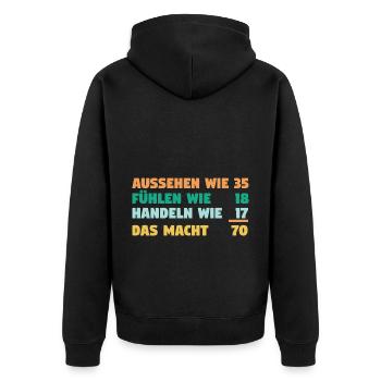 Siebzig Siebzigster 70 Jahre Geburtstag - Unisex Premium Bio Zip Hoodie - Schwarz - Hinten - Nico (187cm)