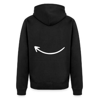 Pfeil Zeichnung Skizze weiß - Unisex Premium Bio Zip Hoodie - Schwarz - Hinten - Nico (187cm)