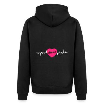 Der Mainzer Rhytmus - Unisex Premium Bio Zip Hoodie - Schwarz - Hinten - Nico (187cm)
