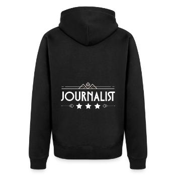 Journalist Beruf - Unisex Premium Bio Zip Hoodie - Schwarz - Hinten - Nico (187cm)