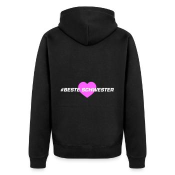 Beste Schwester Herz Liebe - Unisex Premium Bio Zip Hoodie - Schwarz - Hinten - Nico (187cm)