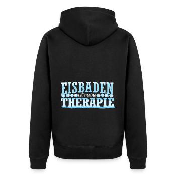 Eisbaden Threapie Geschenk Eisbaden Sprüche Kaltdu - Unisex Premium Bio Zip Hoodie - Schwarz - Hinten - Nico (187cm)