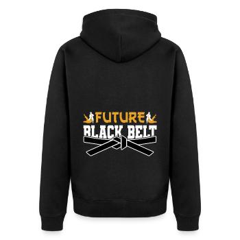 Brazilian Jiu Jitsu MMA Bjj Hugger - Unisex Premium Bio Zip Hoodie - Schwarz - Hinten - Nico (187cm)