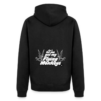 flying monkeys graffiti lettering - Unisex Premium Bio Zip Hoodie - Schwarz - Hinten - Nico (187cm)