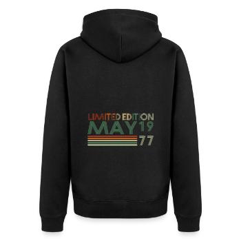 46ème Anniversaire Mai Millésime 1977 - Veste à capuche bio Premium Unisexe - noir - Dos - Nico (187cm)