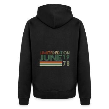 45th Birthday June Vintage 1978 Vintage - Unisex Premium Organic Zip Hoodie - black - Back - Nico (187cm)