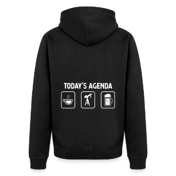Agenda du jour - Bière - Astronomie - - Veste à capuche bio Premium Unisexe - noir - Dos - Nico (187cm)