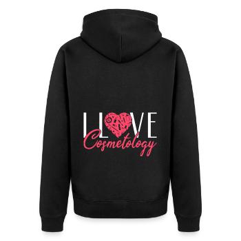 Cosmetologist I Love Cosmetology - Unisex Premium Bio Zip Hoodie - Schwarz - Hinten - Nico (187cm)