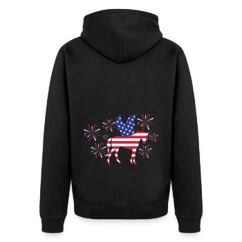 Einhorn Pferd WoKids 4. Juli - Unisex Premium Bio Zip Hoodie - Schwarz - Hinten - Nico (187cm)