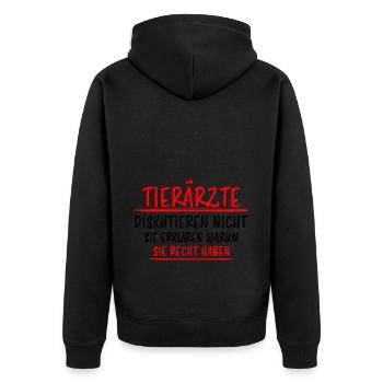 Tierarzt Lustige Spruch Beruf Tiermedizin Geschenk - Unisex Premium Bio Zip Hoodie - Schwarz - Hinten - Nico (187cm)