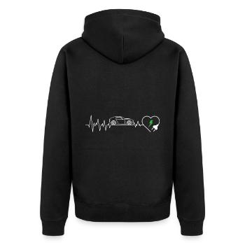 E-car Heartbeat ECG electric Car rEVolution EV pul - Unisex Premium Bio Zip Hoodie - Schwarz - Hinten - Nico (187cm)