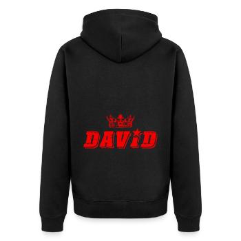 David - Unisex Premium Bio Zip Hoodie - Schwarz - Hinten - Nico (187cm)