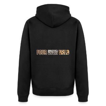 Four Ever Wild 34 - Unisex Premium Bio Zip Hoodie - Schwarz - Hinten - Nico (187cm)