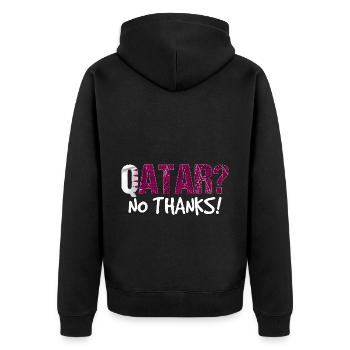Katar Boykott Flagge Geschenk - Unisex Premium Bio Zip Hoodie - Schwarz - Hinten - Nico (187cm)
