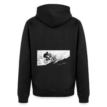 Hiking - (4) - Unisex Premium Organic Zip Hoodie - black - Back - Nico (187cm)