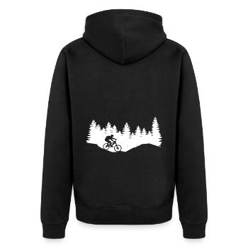 Arbres - Cyclisme - (9) - Veste à capuche bio Premium Unisexe - noir - Dos - Nico (187cm)