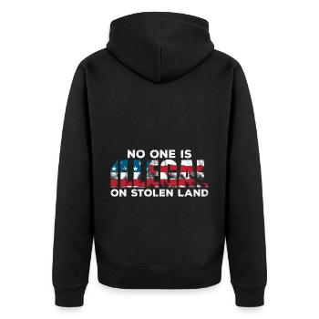 Niemand Ist Illegal Pro Einwanderung - Unisex Premium Bio Zip Hoodie - Schwarz - Hinten - Nico (187cm)