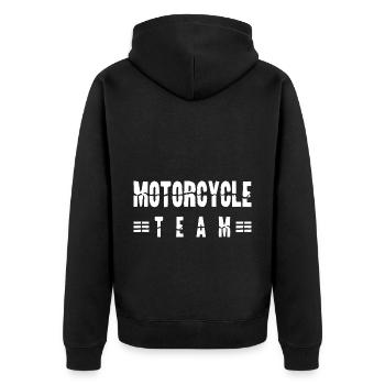 Motorcycle Team - Unisex Premium Organic Zip Hoodie - black - Back - Nico (187cm)