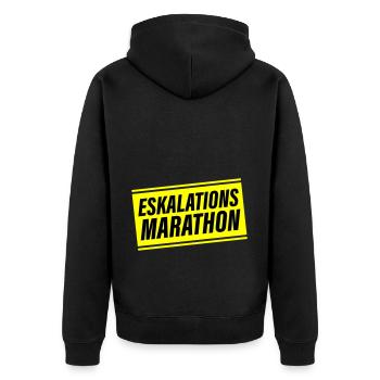 Eskalations Marathon - Unisex Premium Bio Zip Hoodie - Schwarz - Hinten - Nico (187cm)