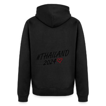 Thailand 2024 Herz Reise - Unisex Premium Bio Zip Hoodie - Schwarz - Hinten - Nico (187cm)