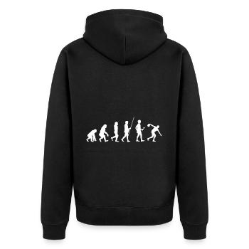 Kegeln - Unisex Premium Bio Zip Hoodie - Schwarz - Hinten - Nico (187cm)