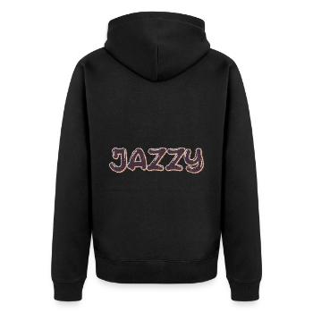 Jazz Jazzy - Unisex Premium Bio Zip Hoodie - Schwarz - Hinten - Nico (187cm)